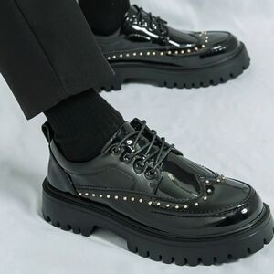 Mens Patent Wing Tip Platform Dress Shoes Size 9.5-10 (43 UK)